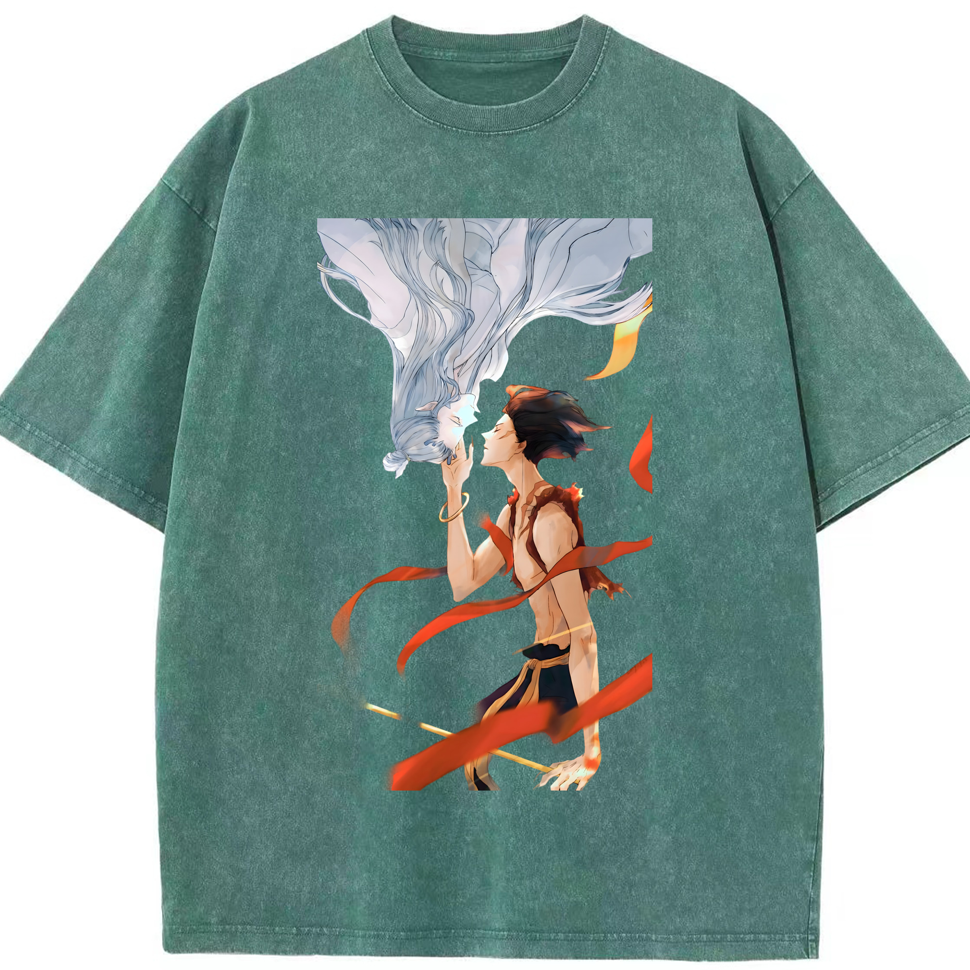 （画像用） Ne Zha 2 ナタ 魔童の大暴れ 綿100% ヴィンテージ風 半袖Tシャツ（フロントプリント）